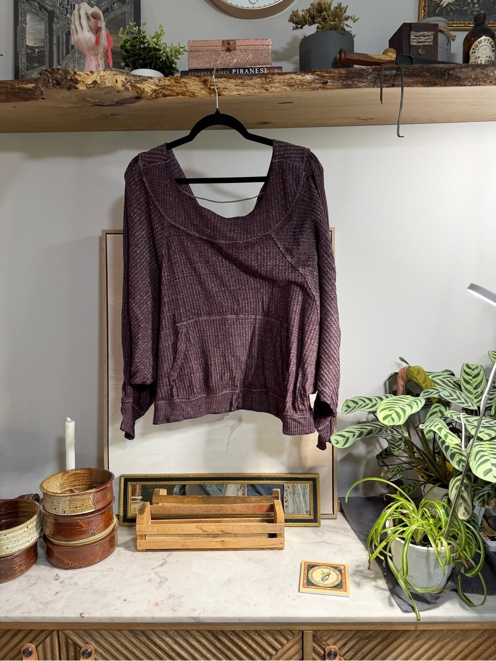 We The Free Waffle Knit Hoodie in Plum